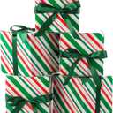 MotiMind 5 Pack Red and Green Striped Christmas Gift Boxes with Lids 7x7x7 Square Gift Box with Ribbons for Wrapping Christmas Presents Wedding Bridesmaid Holiday Party Favor Boxes