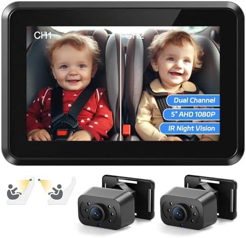 Itomoro Baby Car Mirror, HD Dual Channel with 2 IR Night Vision Camera, Easy 5 Min Installation for Rear Facing Seat