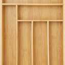 Juvale Bamboo Silverware Drawer Organizer with 6 Slots, Wooden Cutlery Tray Holder for Kitchen, Flatware, Utensils, 14.5 x 10.25 x 1.75 In - Silverware Organizer