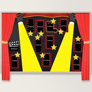 Mooliwe 28 Pcs Movie Night Bulletin Board Classroom Decor Backdrop Red Carpet Movie Party Light Camera Action Star Cutout DIY Bulletin for Welcome School New Grade Door Chalkboard Wall Birthday Decor