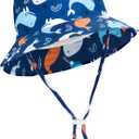 Baby Boy Sun Hat Baby Hats UPF 50+ Toddler Sun Hat Infant Sun Hats Kids Beach Summer Adjustable Bucket Hat (12-24 Months, Whale-navy)