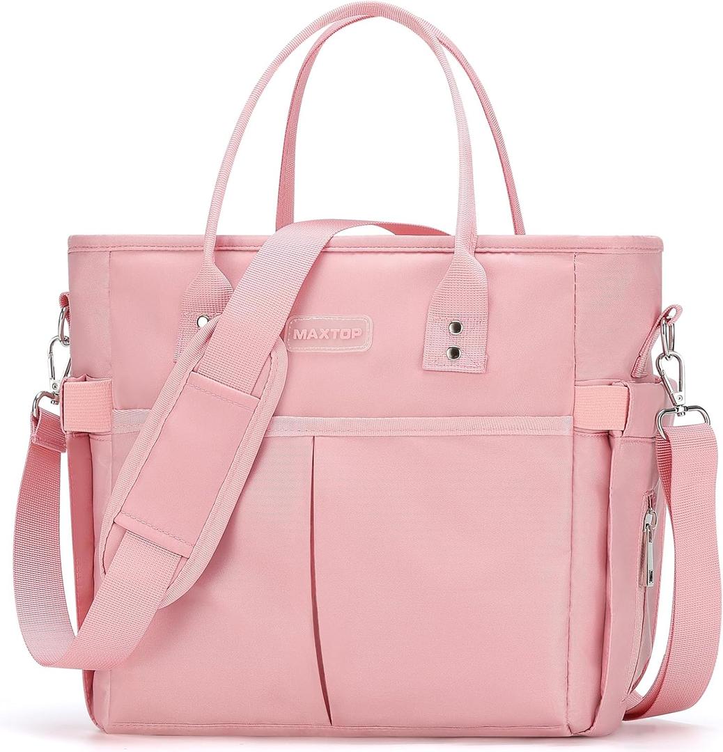 MAXTOP Lunch Bag Women for Work Insulated Thermal Lunch Box with Wide-Open Pocket Reusable Leakproof Cooler Bags with Removable Shoulder Strap for Teacher Nurse Office Picnic Travel Pink