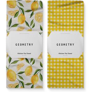 GEOMETRY Spring Kitchen Towels - Quick Dry Microfiber Cloth Spring & Summer Dish Towels for Kitchen Drying - Premium Quick Dry Towel - Lemonade Lines, 18" x 30" - 2-Pack
