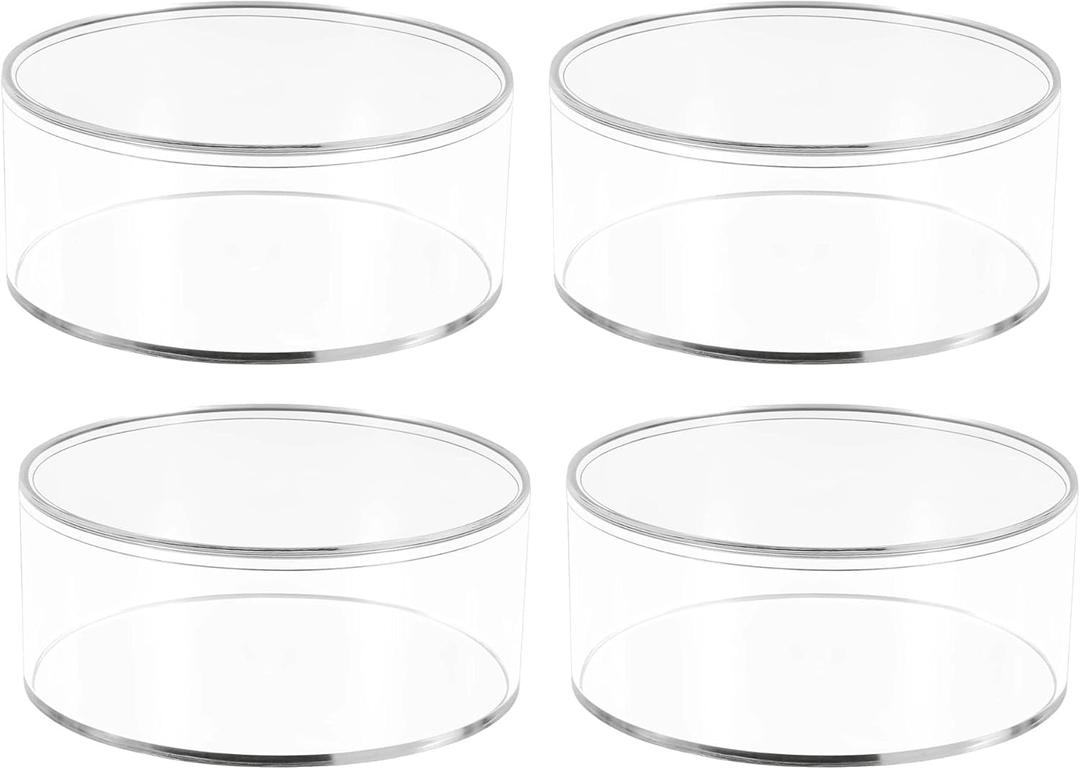 Round Acrylic Container, 4 Pack 4.7 x3.9 Clear Round Acrylic Box Organizer with Lid Circle Box with Lid, Storage Boxes for Candy, Pill, Nails, Beads Jewelry and Display