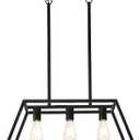 Kitchen Lighting Fixtures Ceiling Hanging Modern Linear Hanging Matte Black 3-Light Industrial Pendant Lighting for Kitchen Island