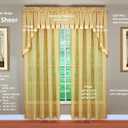 2 x Today's Curtain, Silhouette Stripe Sheer Swag 38", Gold, 60" W x 38" L