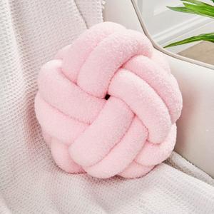 Uvvyui Knot Pillow Ball, Soft Pink Home Decor Knotted Pillows, Handmade Round Plush Throw Pillow, Aesthetic & Cute Large Decorative Pillows for Bed, Floor, Couch, Bedroom Home Decor 8 inches