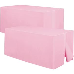 Hiasan Pink Waterproof Fitted Tablecloths 2 Pack, 30 x 48 Inch Tear Resistance Rectangle Table Cloth for 4 Foot Tables, Polyester Table Cover for Trade Show, Craft Show, Banquet, Wedding, Parties