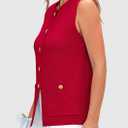 PRETTYGARDEN Women's 2026 Spring Sweater Vest Sleeveless Button Down Knit Cardigan Tank Tops Summer Business Casual Outfits (Red)