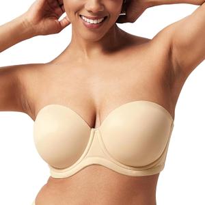 HSIA Strapless Bras for Large Bust Women Convertible Bra for Heavy Breast Strapless Bra Supportive Underwire (Beige, 40D)