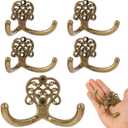 5 PCS Vintage Decorative Coat Hooks Large Metal Heavy Duty Wall Hook for Towel, Coat and BackpacksBronze