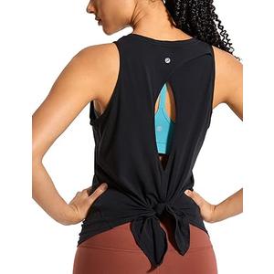 CRZ YOGA Women's Pima Cotton Sleeveless Loose Tank Tops Exercise Gym Yoga Tops Athletic Shirts,black color,size Small