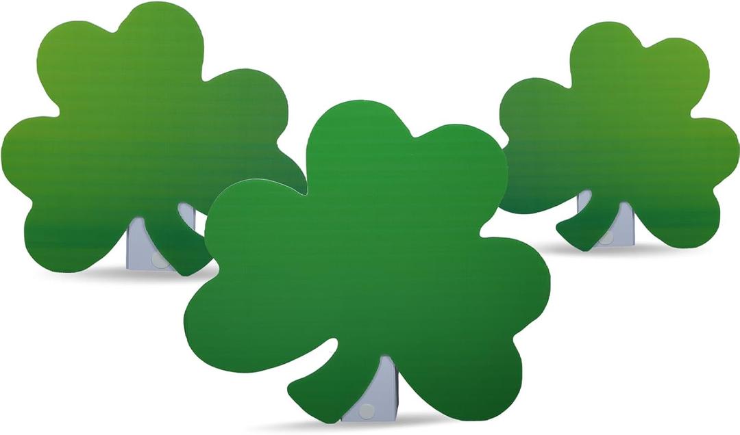 Jetec 3 Pcs 18-27'' St. Patrick's Day Green Shamrocks Stand up Cardboard Cutout Life Size St. Patrick's Day Irish Theme Party Decorations Backdrop Photo Prop Shamrock Gold Pot Coin Stand up Cutout