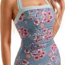SUUKSESS Women Sexy Tummy Control One Piece Swimsuit Halter Retro Bathing Suit (Medium, 68 Retro Red Floral) Medium