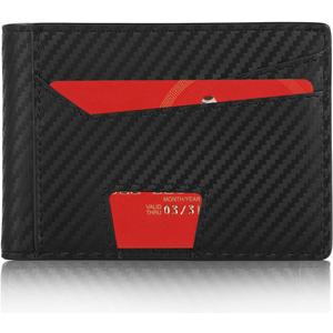 RFID Wallet for Men, Leather Mens Wallet with 2 ID Windows, Stylish in Gift Box, Perfect Gifts for Men(Black)