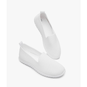 BABUDOG Women's Mesh Flats Shoes Breathable Slip on Shoes Casual Black and White Flats Comfortable Walking Shoes 7