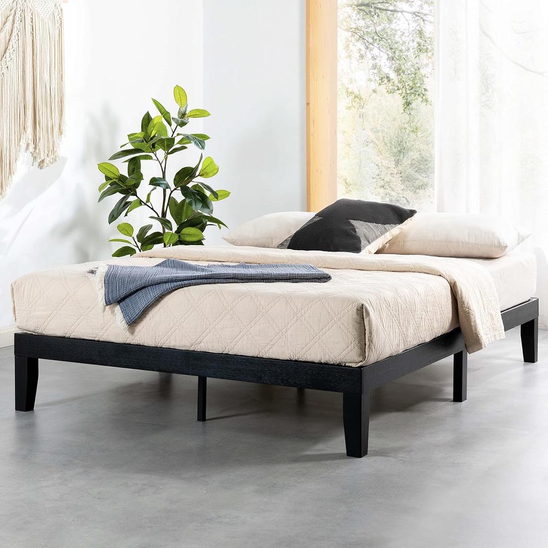 Mellow Naturalista Classic 12 Inch Solid Wood Platform Bed with Wooden Slats, Queen, Black Mellow Naturalista Classic 12 Inch Solid Wood Platform Bed with Wooden Slats, Queen, Black