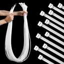 XunYee 48 Pcs 60 Inch Large Zip Ties Heavy Duty Outdoor Extra Large Zip Ties Extra Long Cable Wire Plastic Ties with 176 Pounds Tensile Strength Self Locking UV Resistant (White)