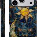 Case Compatible with iPhone 17 Pro,Fall Prevention Hybrid 2-Layer Hard Shell Phone Cover for Girls Boys,Sun Moon Celestial Glass