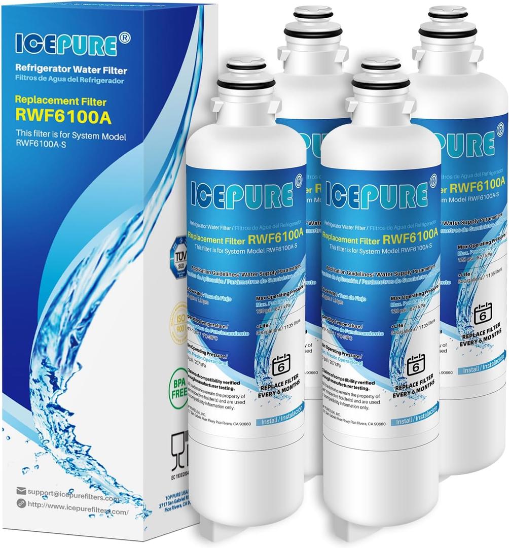 ICEPURE BORPLFTR50 Replacement for Bosch Ultra Clarity Pro Water Filter Compatible with 12033030,12028325,11025825,17005582,RA450022,WFC100MF,WFS200MF,B36CT80SNS,B36CL80ENS,BORPLFTR55,REPLFLTR55 4PACK
