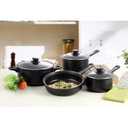 Imperial Home Black 7 Pcs High Quality Nonstick Carbon Steel Cookware Set
