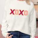 MARZXIN Women 2026 Casual Holiday Love Sweaters Round Neck XOXO Sweater St Patrick Tops Merry Christmas Heart Sweatshirt (White, M)