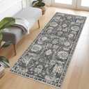 RUGSURE Washable Area Rugs - Perfect for Living Room, Bedroom, Kids Room, Nursery - Stain & Water Resistant Non-Slip, Pet & Child Friendly, Vintage Tribal Area Rugs (Grey, 2'6'' x 8')