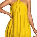 Verdusa Women's Rave Bubble Dress Y2K Tie Backless Halter Dress Sleeveless Vacation Outfits, Size Small