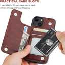 ONETOP Compatible with iPhone 13 Wallet Case with Card Holder, PU Leather Kickstand Card Slots Case, Double Magnetic Clasp Durable Shockproof Cover 6.1 Inch(Brown)