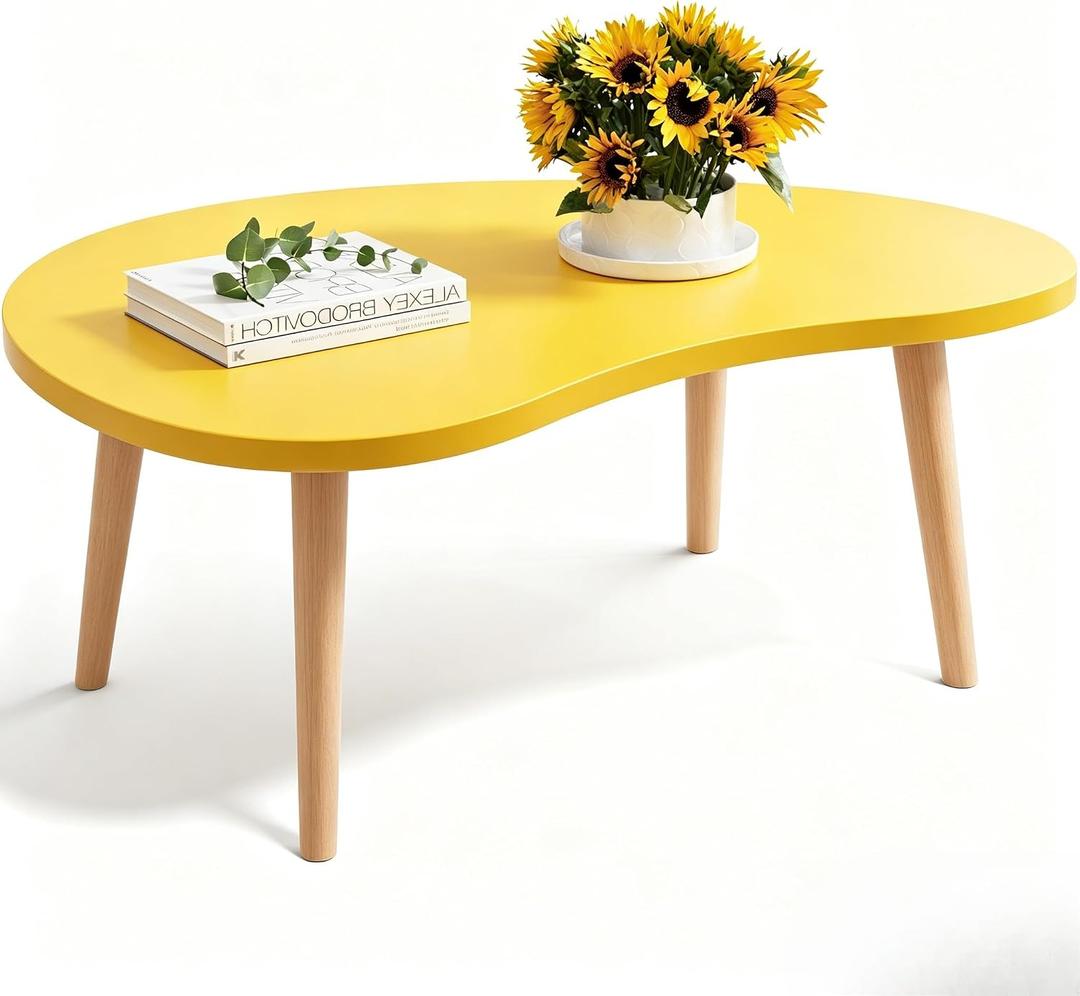 Small Coffee Table, Low Table with Solid Wood Leg, 23.6" Mango Coffee Table, 23.6" x 15.8" x 16.3"