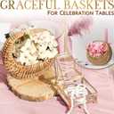 Small Flower Girl Basket Set of 2 - Small Wicker Basket with Handle and Waterproof Lining, 6.3 x 5.12 x 3.75 Inch - Rattan Design for Wedding Flower Petals, Candy, Gift Use, Storage and Home Decor