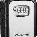 Puroma Security Key Lock Box, 4-Digit Combination Waterproof Safe Storage Lockbox with Code Wall Mount Large Capacity for Outdoor Outside House Dorm Office ID Card (Black & Gray)