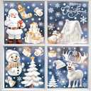 2 x 190Pcs Christmas Snowflakes Santa Claus Reindeer Window Decals Static Stickers for Christmas Decorations Ornaments Holiday Winter Xmas Party Supplies