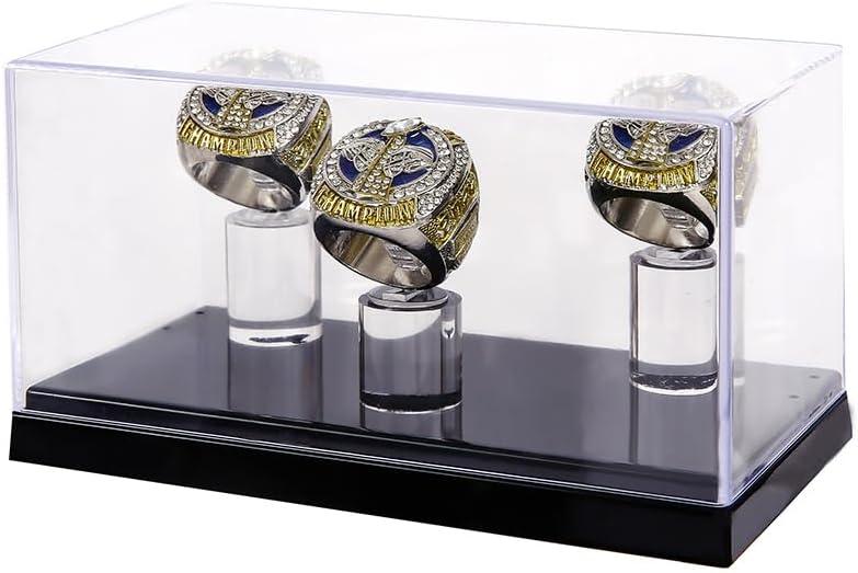 Championship Ring Display Case 1 Slot Hole | Baseball Ring Display Box | Softball Ring Box | Football Ring Case | Sport Ring Display Box | High School Ring Display Box (Three Holes-2)