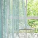Sutuo Home Teal Blue Lace Curtains Set of 2, Sheer Panels 63 Inch Length Florals Embroidery Vintage Victorian Window Treatment Pair for Bedroom Living Room, Shabby Chic Decor Rod Pocket, W57 x L63