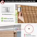 LazBlinds No-Drill Cordless Roman Shade - Light Filtering Natural Wood, Easy Install Bamboo Blind for Windows 33" W x 64" H, Malay Umber
