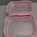 Sanwuta 6 Pcs Clear Hard Zipper Case Plastic Zipper Pouches Transparent Makeup Bag Pencil Case Pouches Toiletry Diaper Bag for Travel Toy Storage Organizer Bins(Pink,7.87 x 5.9 x 2 Inch)