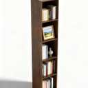 5 Cube Storage Organizer, Narrow Open Shelf Bookcase, Freestanding 5 Tier Low Display Bookshelf for Home Office, Living Room, Bedroom, Dark Brown & Black Walnut
