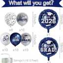 Navy Blue and Silver Graduation Balloons Graduation Decorations 2026, 51Pcs Grad Latex Balloons and Grad Foil Balloon with Confetti Ribbons Grad Party Decorations for College High School