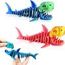 3D Printed Shark Animals Toys - 2PCS Flexible Fidget Toys for Adults, Home Office Decor, Stocking Stuffers Bulk, Birthday Party Halloween (Grey)