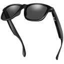 ALOUS Smart Glasses for Men & Women, Bluetooth Glasses with Open Ear Sound Mic & Speakers, Intelligent Touch, Magnetic Charging, Indoor/ Outdoor UV Protection and Voice Assistant (Black Lens)