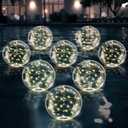afzdby Floating Pool Lights Solar Powered,14 Inch 3000K Warm White Inflatable Glow in The Dark Balls,IP68 Waterproof Led Light up for Inground Pool,Christmas Decorations Outdoor Ornaments