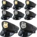 8 Pack Adult Police Hat Adjustable Cop Cap Policeman Hat for Stage Performance Role Play Police Theme Party