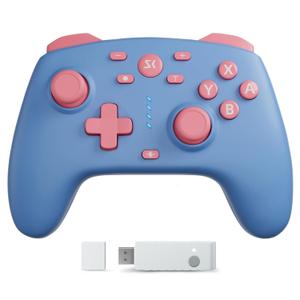 Wireless Switch Controller for Switch/Lite/OLED/Switch 2, Hall Effect Triggers & Joysticks/Wake-Up Function/Turbo, Switch 2 Controller with 2.4G Adapter/2 Macro Buttons, Switch 2 Pro Controller Blue