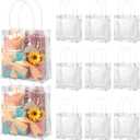 BESARME 60 Pack Clear Gift Bags with Handle, 6.3" x 5.9" x 2.8" Clear Bag Bulk Small Reusable Plastic Bag Gift Wrap Tote Bags for Mother's Day Wedding Baby Shower Birthday Party Favors