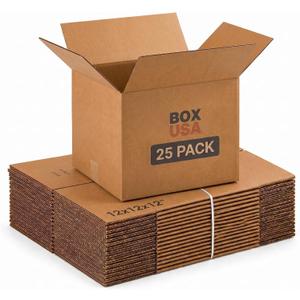 Partners Brand P121212 Corrugated Boxes, 12"L x 12"W x 12"H, Kraft (Pack of 25)