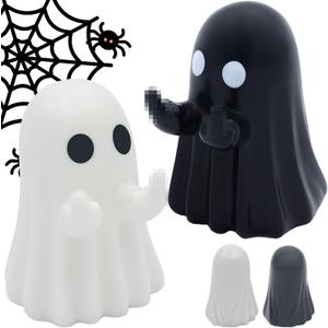 Halloween Decor Indoor Ghost Figurine - Finger Ghost Statue Ornaments, Vintage Halloween Decorations, for Horror Spooky Cute Table Desk Home Inside Decoration(2 Pack, Black+White)