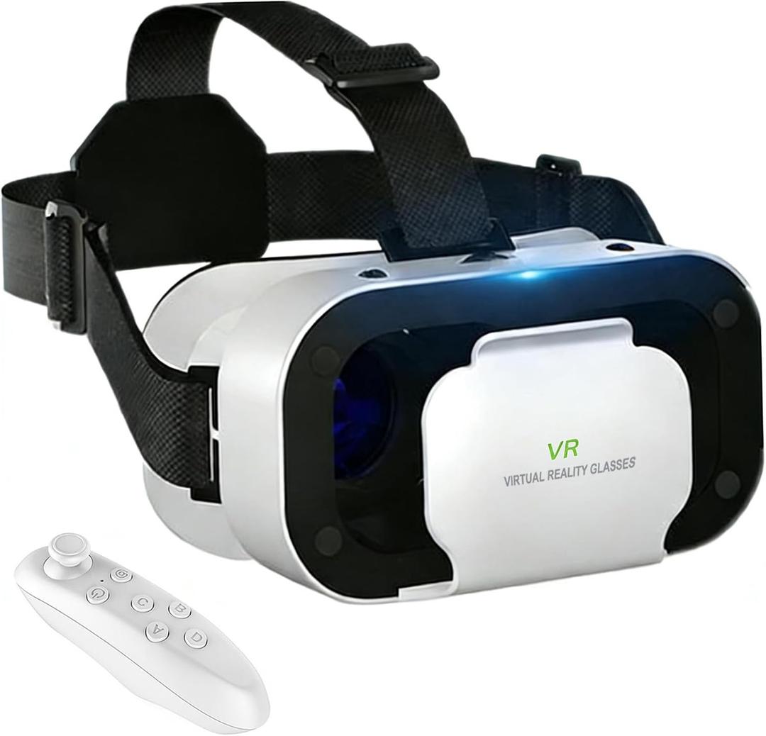 Virtual Reality Headset for Phone with Controller, 3D VR Glasses Adjustable VR Virtual Reality Goggles, Compatible 4.7-6.5 inch for iPhone & Android, for Movies GamesBlack