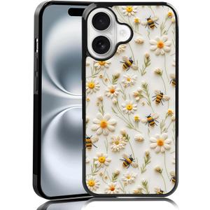 Cute Bee-Light Spring Bumblebee Phone Case Fit for iPhone 16  Shockproof Designed Floral Bees Phone Case Cover for Boy Girl Men Women