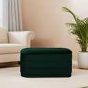 30" Velvet Storage Ottoman Bench with Wooden Tray Lid, Folding Large Upholstered Ottoman Footstool for Living Room, Rectangular Padded Foot Rest for Bedroom Living Room Dorm, Bottle Green